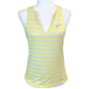 Nike | Dri-Fit Tennis Tank Top in Neon Yellow & White Stripes | Size Medium